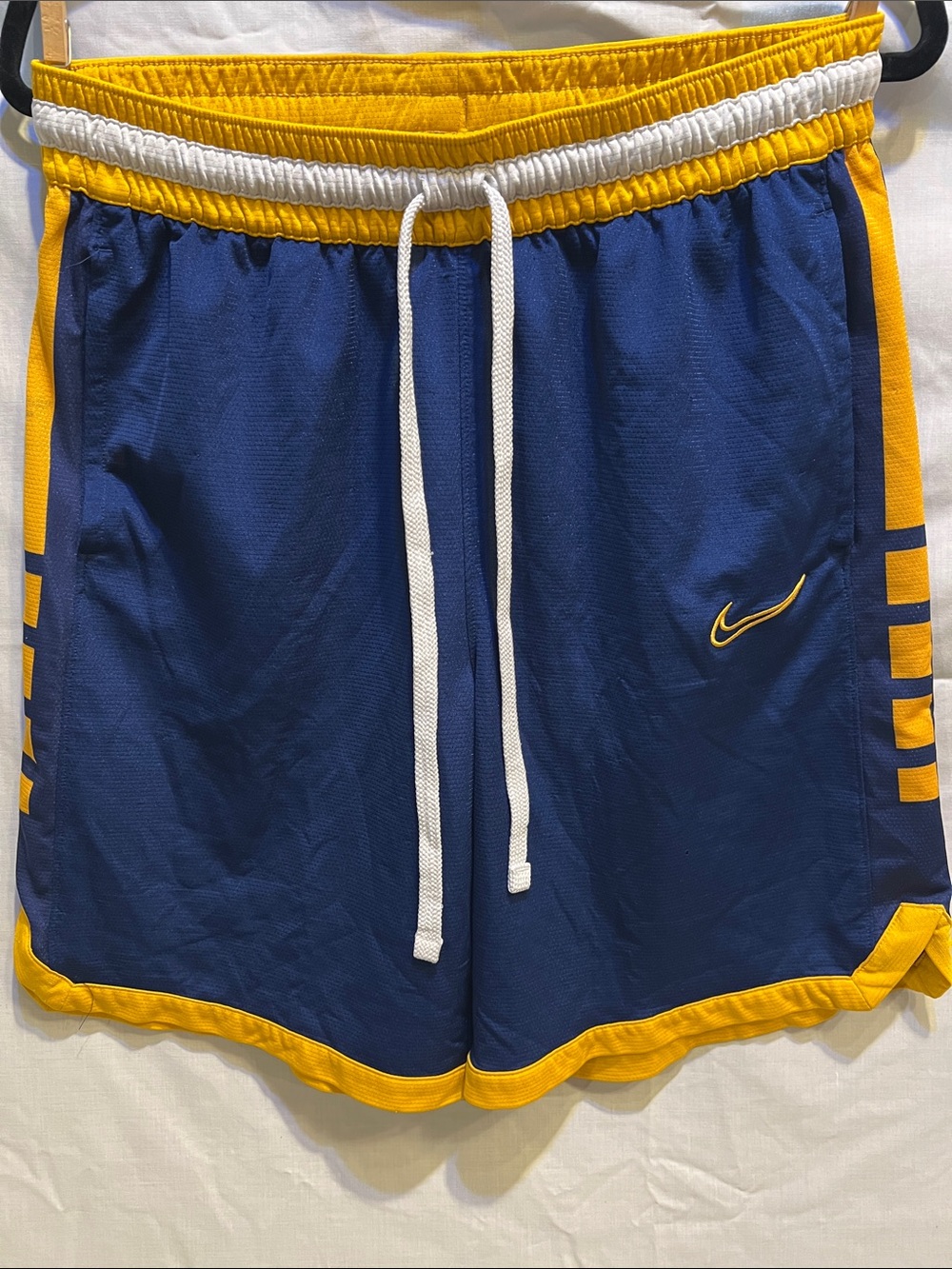 Nike Men’s Navy Blue & Yellow Athletic Basketball Shorts